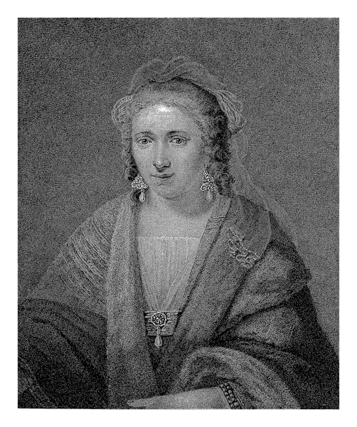 一个戴珍珠耳环的女人的画像 兰伯图斯 安东尼乌斯 克莱森 作者Rembrandt Van Rijn 作者Dubois 大约1829 1834年 — 图库照片