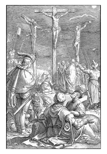 Christ Sur Croix Entre Les Deux Autres Crucifiés — Photo