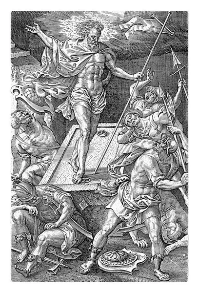 Ressurreição Cristo Johannes Wierix Depois Pieter Van Der Borcht 1570 — Fotografia de Stock
