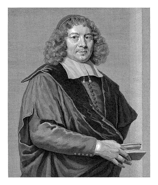 フランス ブルマンの肖像 ヨハネス ウィレムズ マンニクハウゼン メイス 1685年 1721年後フランスの肖像ビュルマン ユトレヒトの神学教授 聖書を保持 — ストック写真
