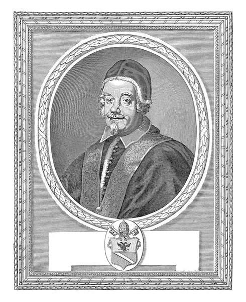 肖像画の下のフレームでは ラテン語で彼の名前と腕のコート 証拠金にラテン語のキャプション — ストック写真