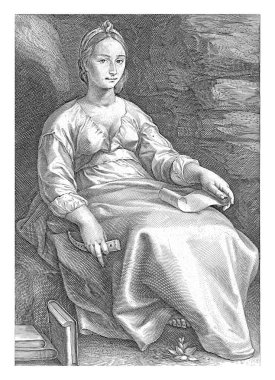 Bir dizi dokuz ilham perisi. Franco Estius 'tan dört satır Latince baskı altında..