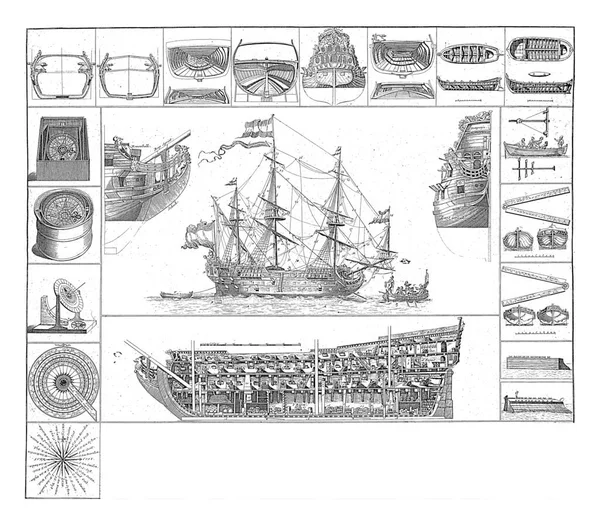 New Table All Enthusiasts Seafarers Showing Warship Anonymous 1709 Central — Stock Photo, Image