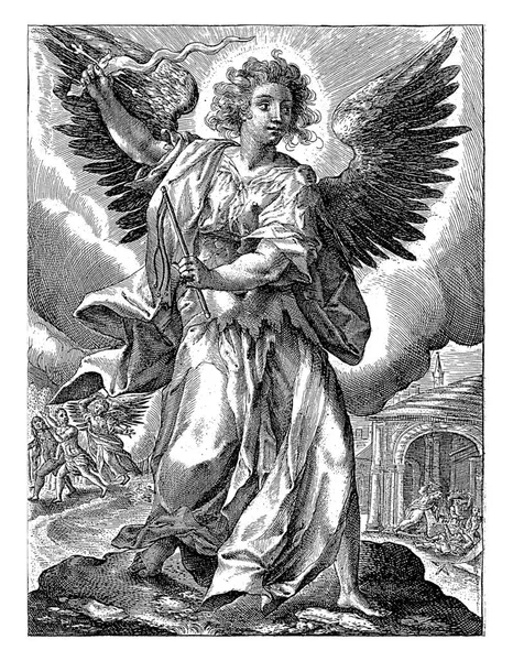 Αρχάγγελος Ιοφιήλ Έχει Ένα Φλεγόμενο Σπαθί Στο Δεξί Του Χέρι — Φωτογραφία Αρχείου
