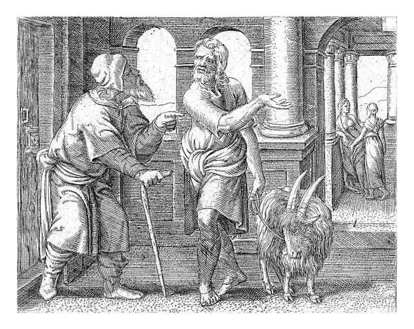 아이를 데리고 1549 시아버지인 시세스는 아내를 방문하고 입국을 — 스톡 사진