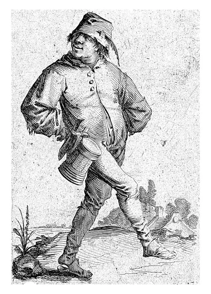 在Pieter Jansz之后 Salomon Savery与Mug Knife一起跳舞的农民 卡斯特 1630 1665这幅版画是描绘农民的12幅系列版画的一部分 — 图库照片