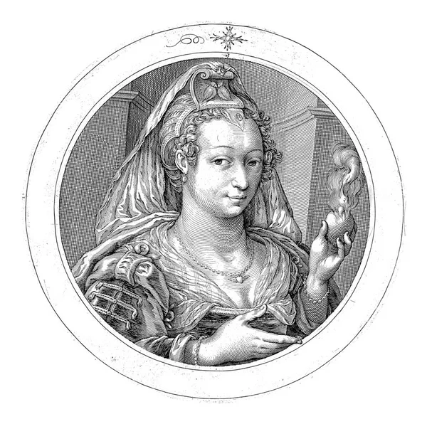 Wenus Płonącym Sercem Jacob Matham 1599 1600 Rocznik — Zdjęcie stockowe