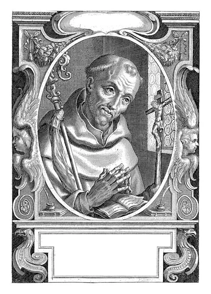 Heilige Bernard Van Claivaux Stichter Van Cisterciënzerorde Vouwt Gebed Handen — Stockfoto