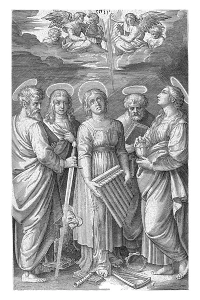 Άγιοι Παύλος Ιωάννης Σεσίλια Πέτρος Και Μαρία Μαγδαληνή Στέκονται Μαζί — Φωτογραφία Αρχείου