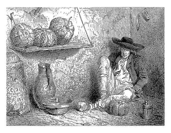 Prodejce Melounu Charles Emile Jacque 1844 Archivní Rytina — Stock fotografie