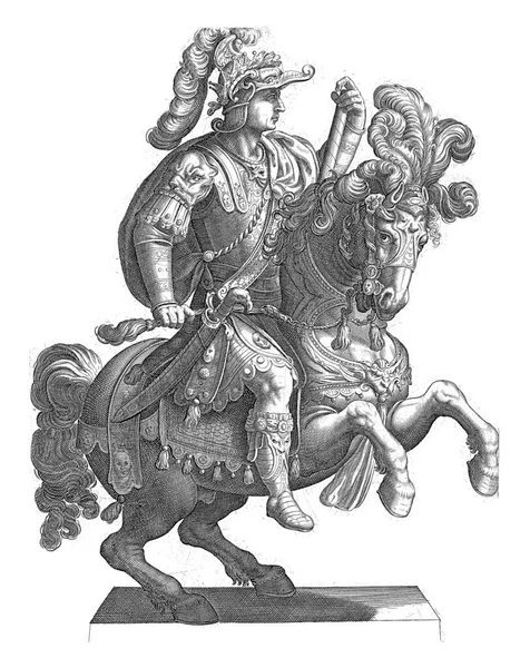 Een Romeinse Keizer Paard Profiel Afgebeeld Met Ene Hand Teugel — Stockfoto