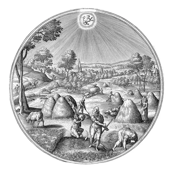 Juli Adriaen Collaert Efter Hans Bol 1578 1582 Rund Ram — Stockfoto
