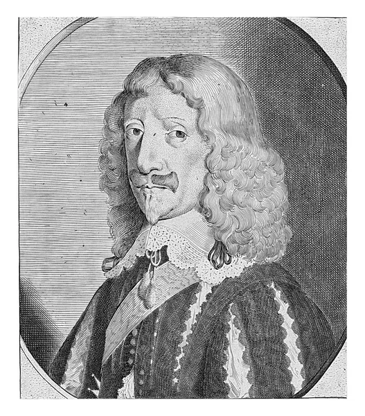 龙格维尔公爵亨利二世的左手边被炸飞了在肖像画下面 有十二行拉丁文 — 图库照片