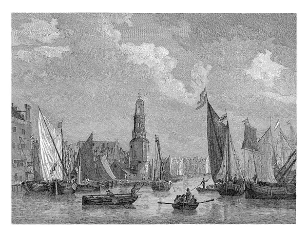 アムステルダムのHaringpakkerstoreの眺め 1753年から1797年にかけて ライニエ ノームズの後のミュスキュラス Musculus アムステルダムの聖十字架塔 Holy Cross Tower としても知られるHaringpakkerstoreの眺め — ストック写真