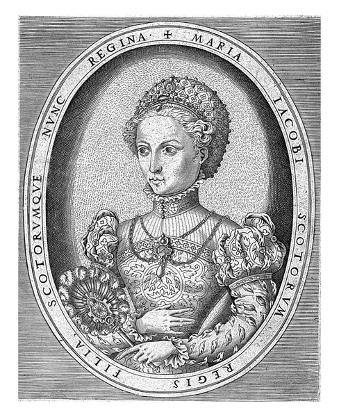 Poloviční Portrét Nalevo Mary Stuartové Skotské Královny Oválu Svým Jménem — Stock fotografie