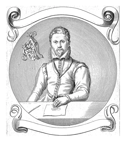 Portrait Johan Pietersz Van Den Brande His Coat Arms Banderoles — Stock Photo, Image