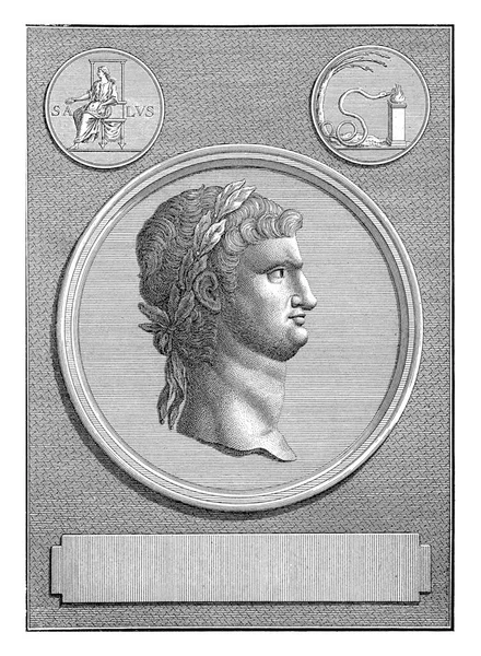 罗马皇帝尼禄 克劳迪斯 肖像奖章 顶部角落的罗马硬币 — 图库照片