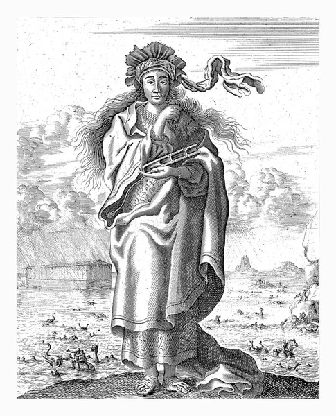波斯锡克教徒扬 卢肯1684年波斯锡克教徒在背景下 对洪水的描写 右上方打印号 第631页 — 图库照片
