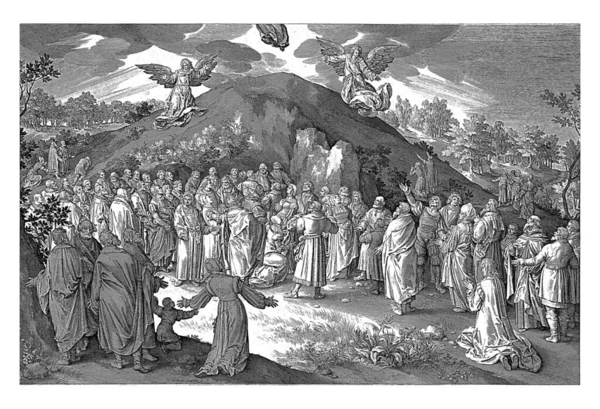 Ascension Christ Nicolaes Bruyn 1613 Ascension Christ Mount Elives Видны — стоковое фото