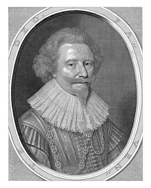 Portrait Floris Count Pallandt Bust Ruff Chain Oval Frame Latin — Stock Photo, Image