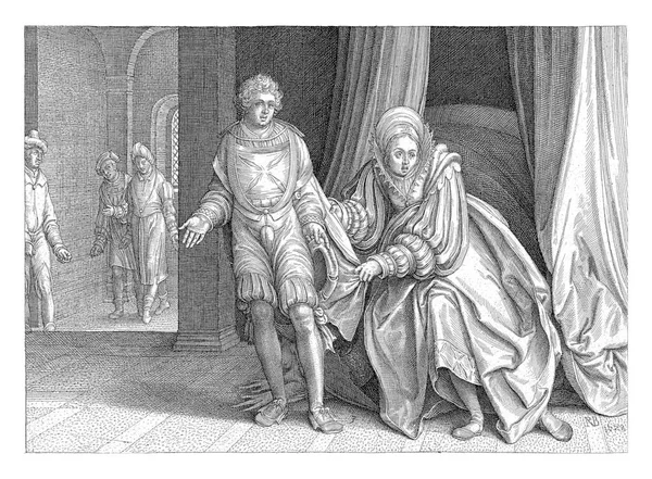 Дружина Йосипа Потіфара Ніколас Брейн 1628 Року Намагається Спокусити Йосипа — стокове фото