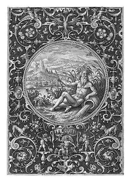 Médaillon Dans Cadre Grotesque Avec Zeus Sur Son Aigle Sous — Photo