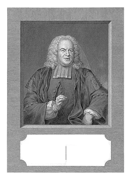 David Millius Jacob Houbraken的肖像 作者Jan Maurits Quinkhard 1750 1755年 Millius在矩形窗户中的半长肖像 — 图库照片