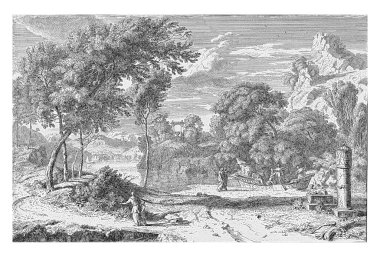 Kumsalda birkaç kadınla demirlenmiş bir gemi var. Kadınlardan birine karaya çıkması için yardım ediliyor. Önde çocuklu bir kadın var.