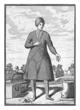 1669 'da Schagen, Pieter van den Berge' den bir çiftçi. 1689 'da ya da ondan önce balıkçı kıyafeti giymiş bir adam suyun üzerinde, malların arasında duruyor..