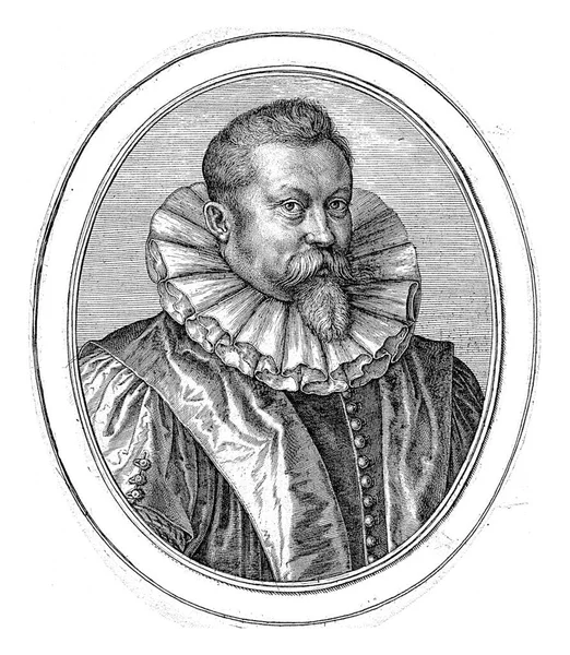 Joachim Buschere的肖像 Brabant委员会秘书 Johannes Wierix 1603年 古董雕刻品 — 图库照片