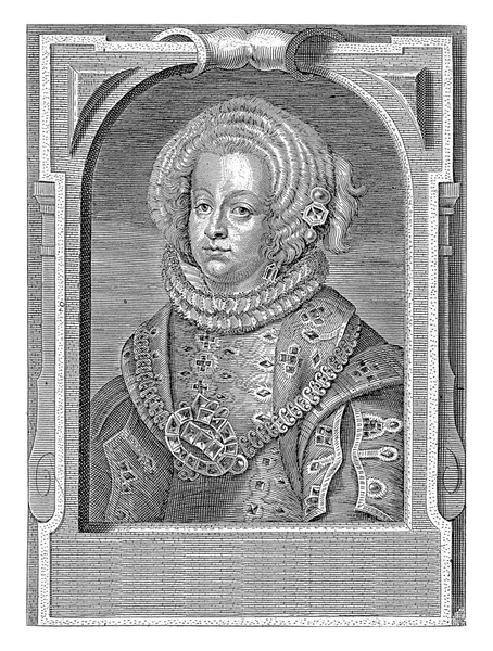 Borstportret Van Maria Leopoldina Van Oostenrijk Rijk Versierde Jurk Het — Stockfoto