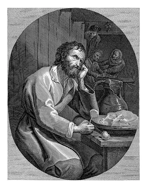Blind Man Having Meal Lucas Vorsterman Adriaen Brouwer 1651 1652 — Stock Photo, Image