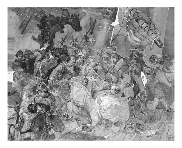 Laksamana Michiel Ruyter Terluka Parah Selama Pertempuran Laut Agosta 1676 — Stok Foto