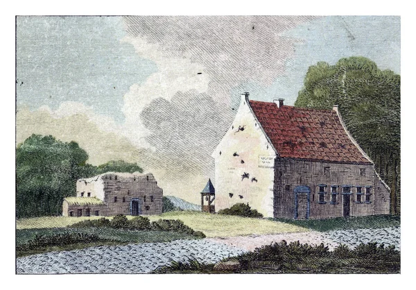 アライアンス ワーテルローの戦場の近くに4つの建物のプレートのグループの一部 1815年6月18日 — ストック写真