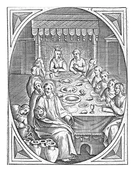 Cana Düğün Yemeği Joannes Galle 1626 1676 Düğün Konukları Masada — Stok fotoğraf