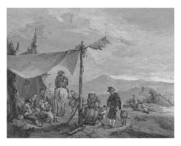 西班牙旅行者营地 Jacques Aliamet 作者Philips Wouwerman 1750年 — 图库照片