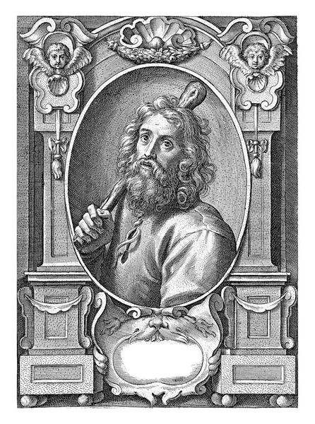 Apoštol James Less Jacobus Minor Klubem Rámečku Architektonickými Ornamenty Jan — Stock fotografie