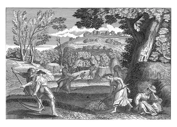 Haymaking Ανώνυμη Nicolas Bonnart Fils 1698 1762 — Φωτογραφία Αρχείου