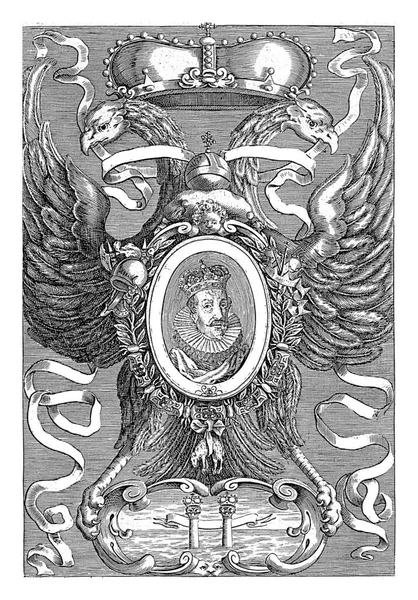 エッジレタリングを施した楕円形のドイツ皇帝フェルディナント2世の肖像 — ストック写真