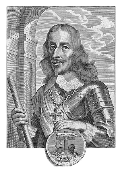 奥地利的利奥波德 威廉的半身像 他穿着盔甲 右手拿着指挥棒 — 图库照片