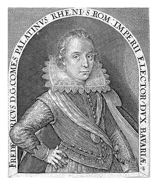 フレデリック5世 選帝侯パラチンキ ボヘミア王の肖像画 フレームの端のレタリングでは ラテン語で座っている人の名前と位置 — ストック写真