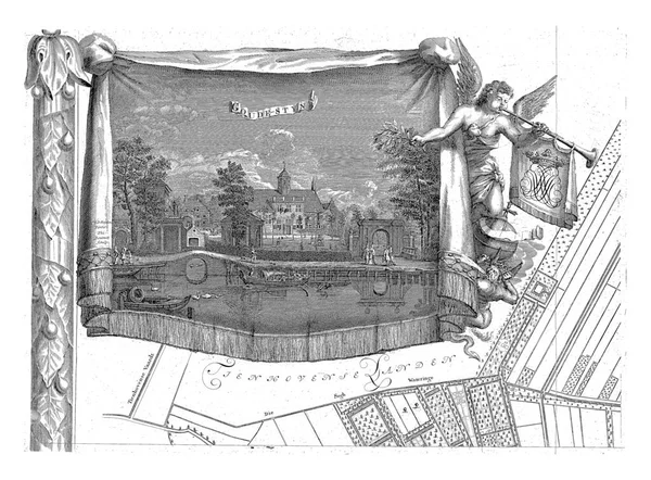 Maarsseveen的火葬场平面图 Philibert Bouttats 继Jan Van Der Heyden 1690 1691 Maarsseveen铸币局的部分地图 — 图库照片