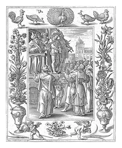 Chrystus Pokazany Ludowi Antonie Wierix Maerten Vos 1582 1586 Poncjusz — Zdjęcie stockowe