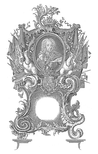 Ferenc Stefan Portréja Allegorikus Keretben Jacob Andreas Fridrich Der Jngere — Stock Fotó