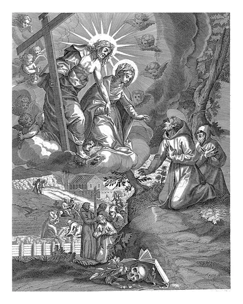 キリストとマリアの聖フランシスへの外観 テオドア に起因します ラファエル サデラー後 ヨハン マティアス カジェの後 レミギウス ボズロ — ストック写真