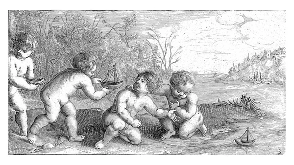 Dzieci Bawiące Się Łodziami Joseph Antoine Cochet Johannes Popels 1645 — Zdjęcie stockowe