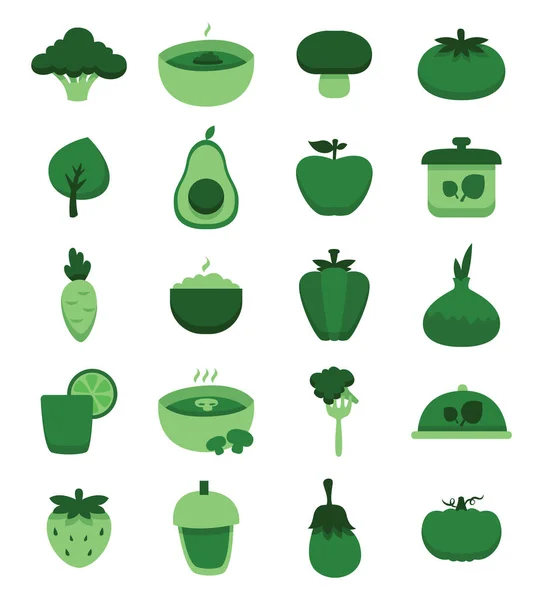 Vegetarian icon set, illustration or icon, on white background.