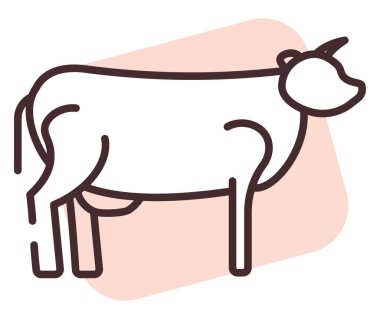 İnek etine alerji, illüstrasyon veya simge, beyaz arkaplanda vektör.