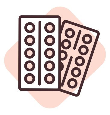 İlaçlar, illüstrasyon veya simge üzerindeki alerji, beyaz arkaplan üzerindeki vektör.