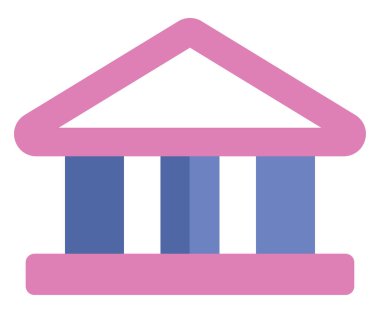 Banka, illüstrasyon veya simge, beyaz arkaplan üzerindeki vektör.